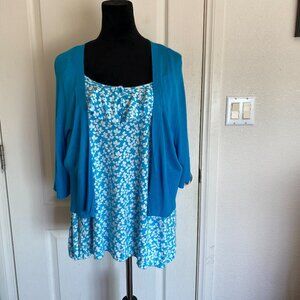 Lane Bryant SZ 18/20 Blue Rayon Cardigan Shrug